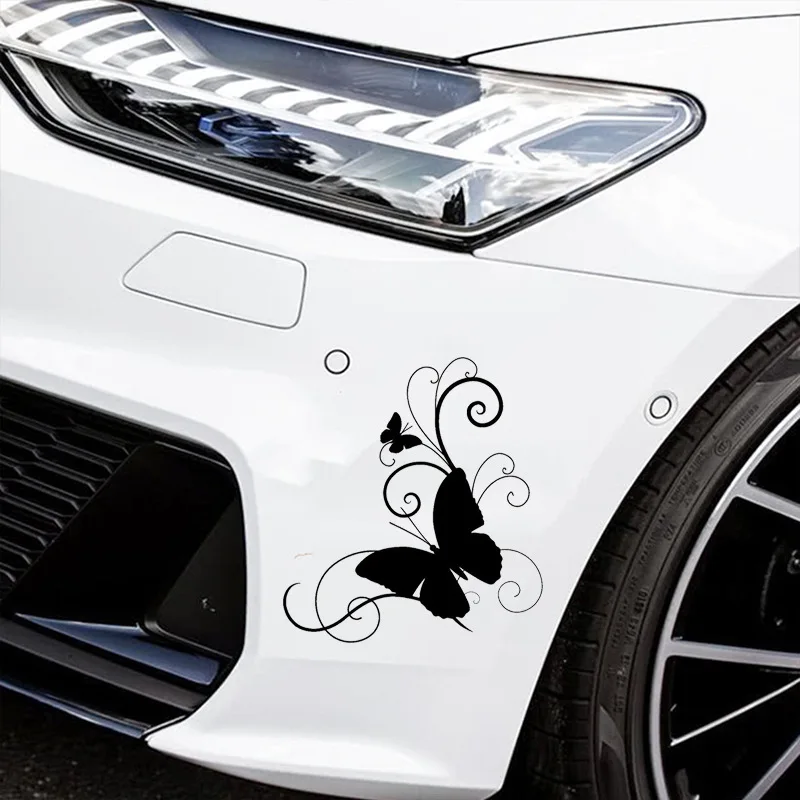 美しい蝶の車のステッカー,ビニールフィルムステッカー,カーアクセサリー,車体,バンパー,窓,オートバイ,ラップトップ,壁,15x16cm
