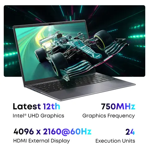 CHUWI GemiBook XPro 14 인치 UHD 스크린 노트북, 8GB RAM, 256GB SSD, 인텔 셀러론 N100 윈도우 11 컴퓨터, 냉각 팬 노트북 포함