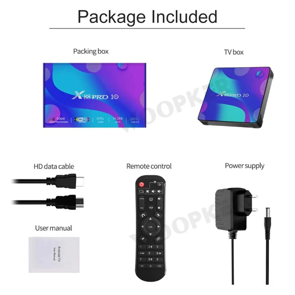 ТВ-приставка Woopker X88 PRO, 10 дюймов, Android 11