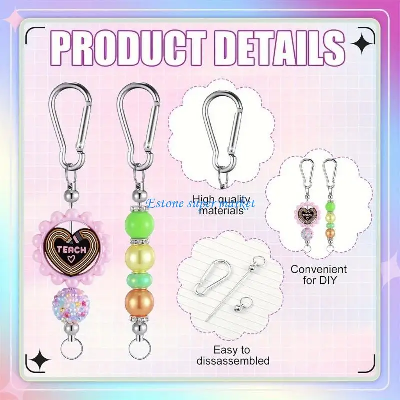 090B Alloy Blank Keychain Accessories Bulk Beaded Keychain Beadable Keychain Bars