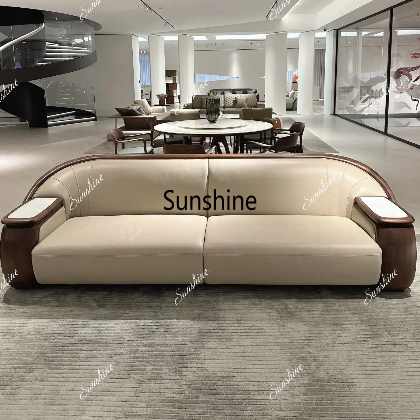 

New Chinese high-end solid wood sofa living room villa home