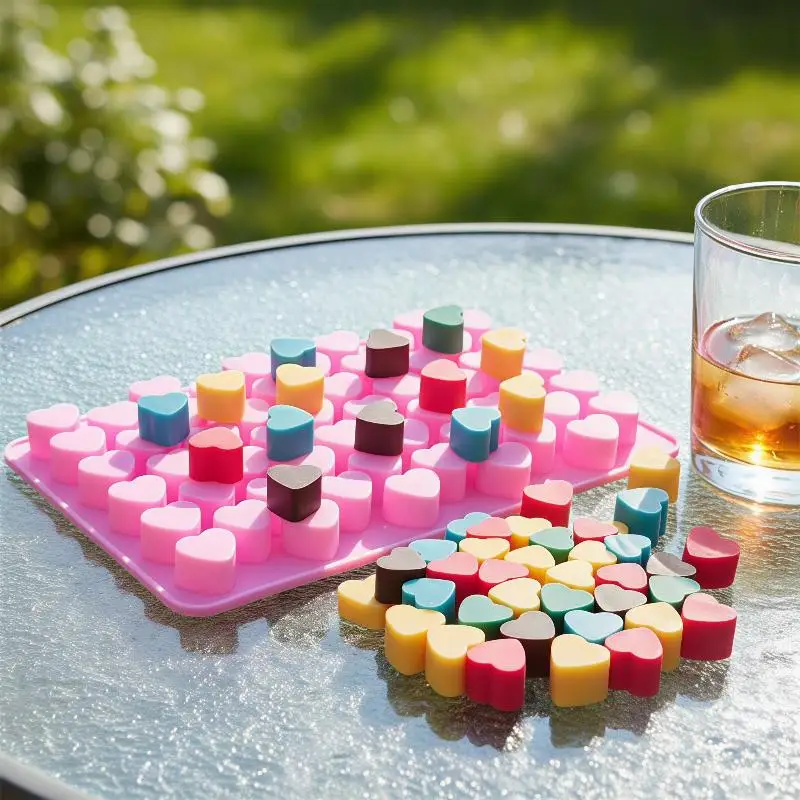 55 Grids Heart Silicone Cake Mold BPA Free Reusable Non-stick Tray for Chocolate Biscuit Soap DIY Baking