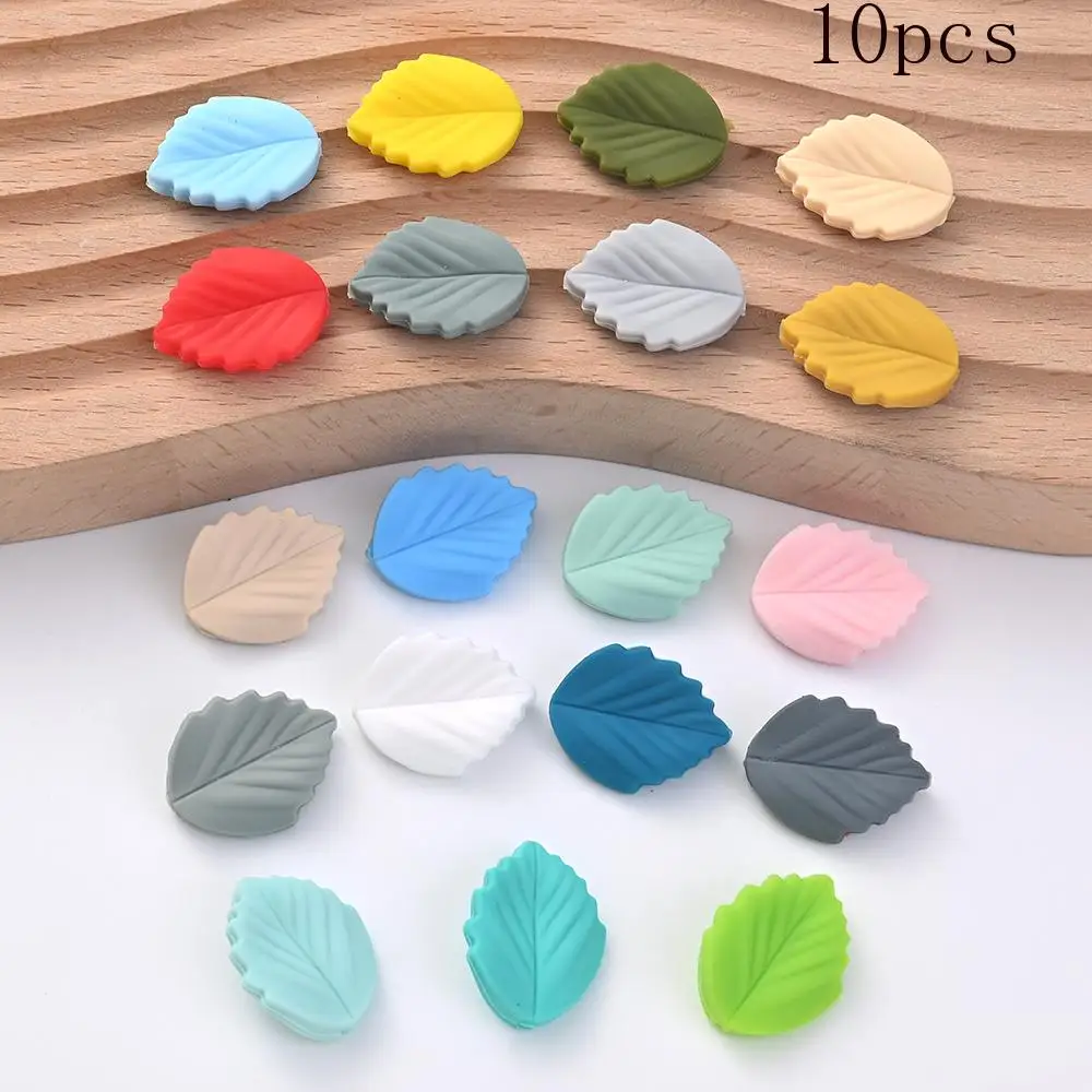 10Pcs Cartoon Leaf Silicone Bead Colored Focal Bead For Jewelry Making DIY Jewelry Bracelet Plastic Pen Fashion Accessories Gift