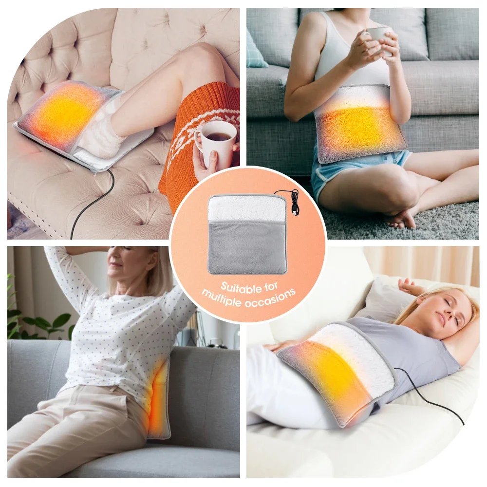 Winter Electric Foot Heating Pad USB Charging Soft Plush Washable Foot Warmer Heater Improve Sleeping Household Foot Warming Mat image 5