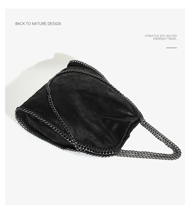Mode frauen Kette Schulter Tasche Vintage Große Kapazität Umhängetasche Weibliche Faltbare Einfarbig Handtaschen Einkaufstaschen – Detail 18