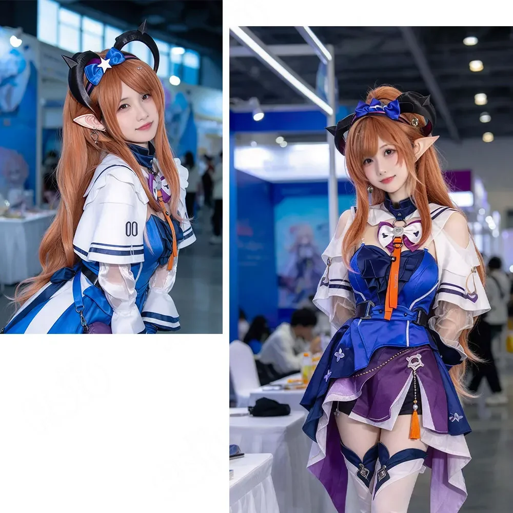 Liino Cosplay Wig HSIU Arknights Endfield Brown Mixed Pink White Long Synthetic Hair Free Wig Cap Game Events for Fans Party All