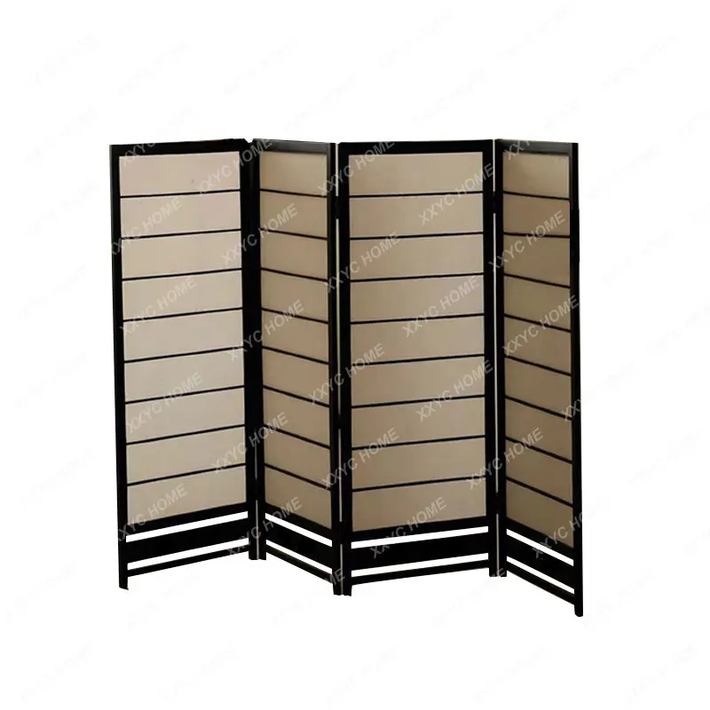 

Silent Style Screen Foldable Mid-Ancient Solid Wood Semi-Permeable Accordion Partition Decorative Living Room Partition