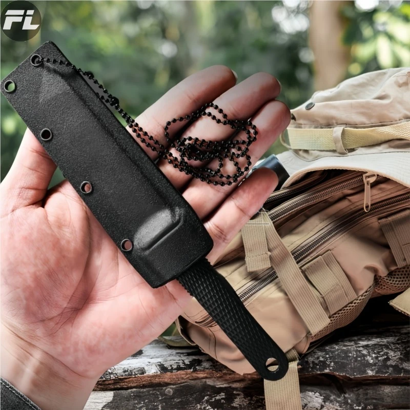 ABS Plastic Handle Outdoor Knife Fixed Blade Knife Wild Survival Self-defense Stainless Steel Multifunctional Knife Camping