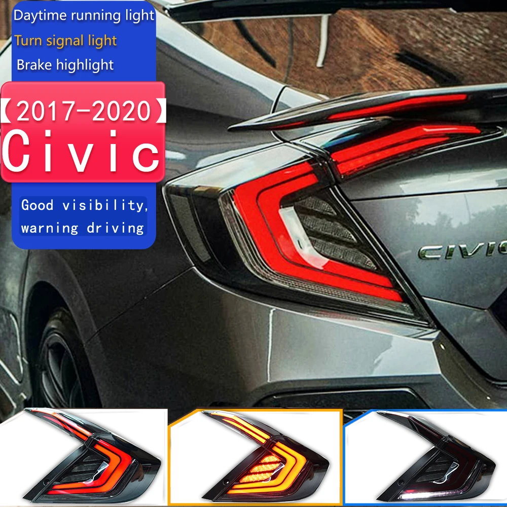 

Car Styling Tail Lamp for Civic Tail Light 2017-2020 Civic X LED Rear Lamp DRL Dynamic Signal Brake Reverse auto Accessories