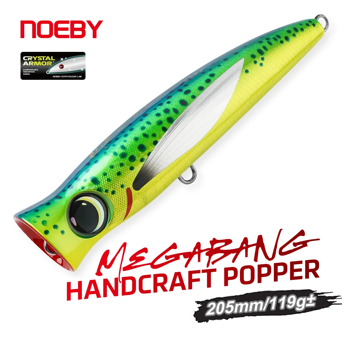 NOEBY Megabang Topwater Popper Lure 205mm 119g Handcrafted Hard Bait Saltwater Big Game Fishing Lure