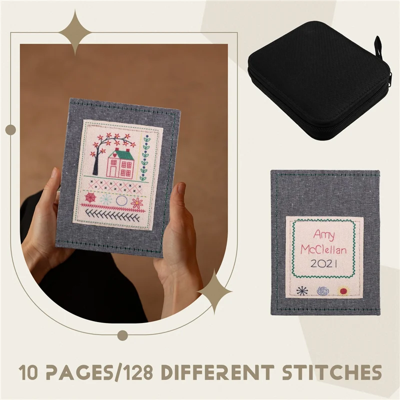 كتاب غرزة DIY مع مجموعة أدوات، كتاب لباد التطريز مع إبرة وخيط أنماط الخياطة للمبتدئين، التطريز Giftab13