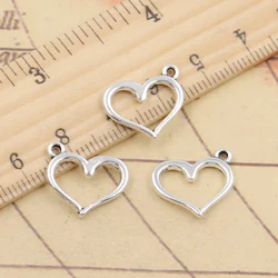 30pcs Charms Hollow Heart 15x15mm Tibetan Silver Color Pendants Antique Jewelry Making DIY Handmade Craft