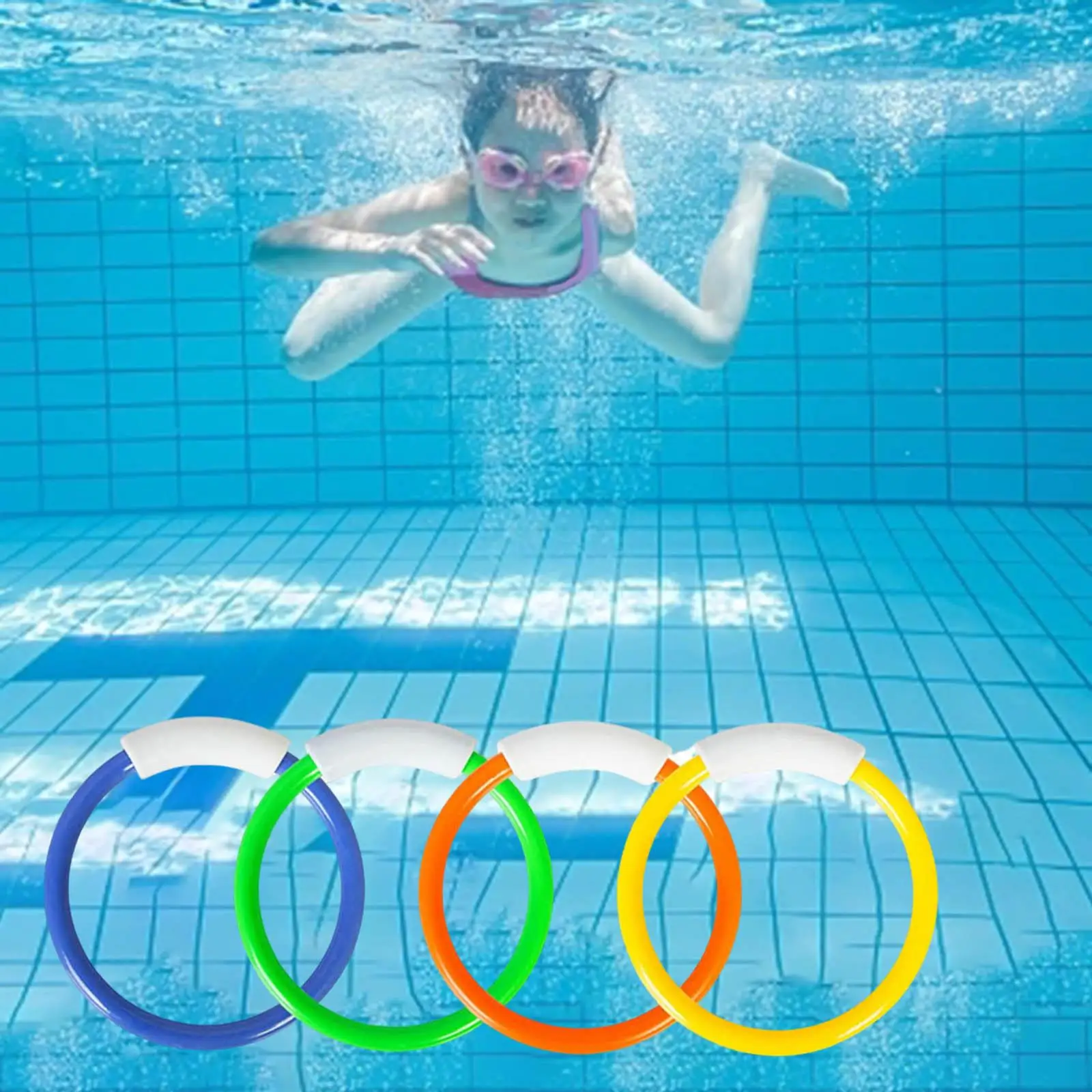 4x Diving Rings for Pool Multi Toy Water Toys for Kids Underwater Dive Rings for Playing Diving Swimming Beach Summer