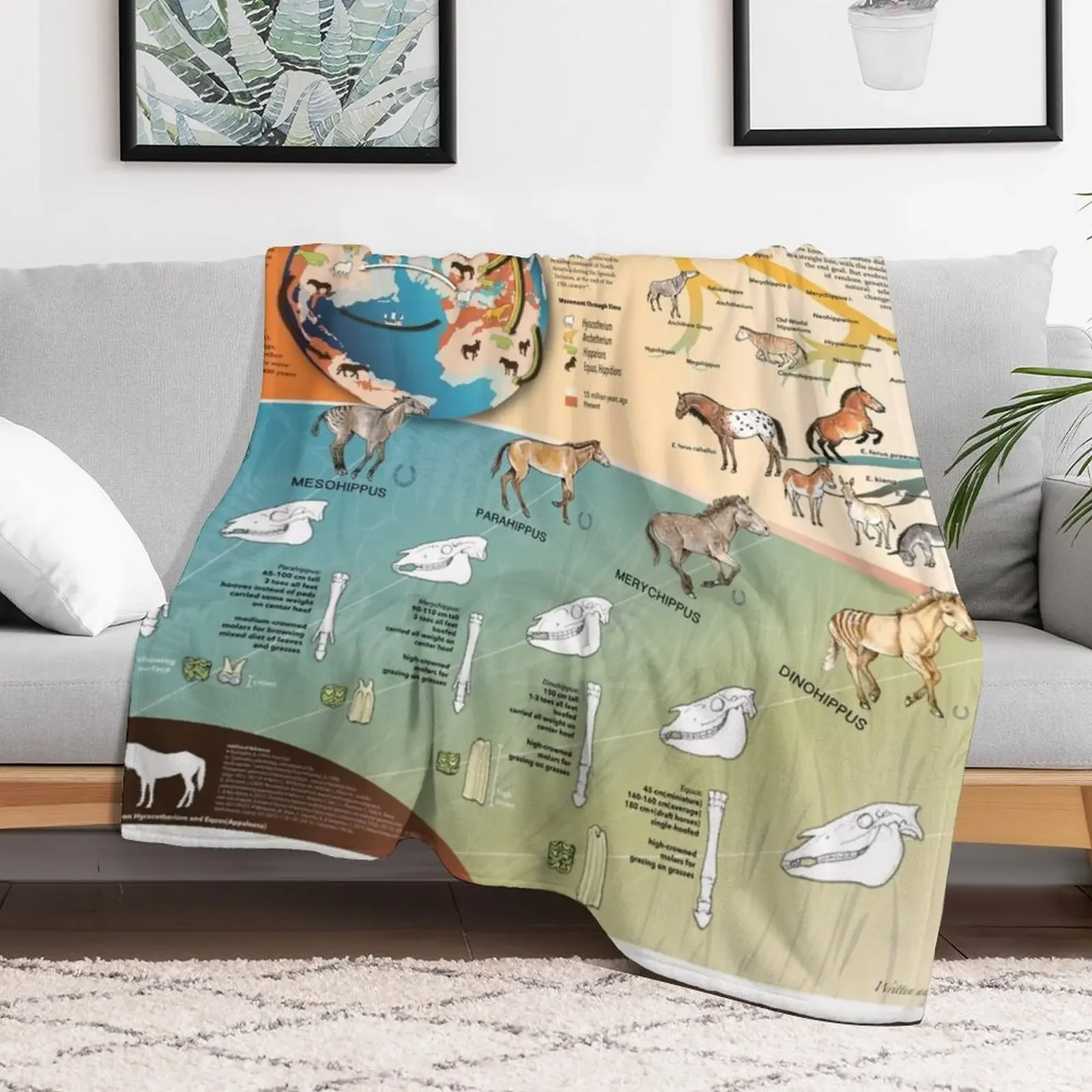 Horse Evolution Throw Blanket Cozy Throw Blanket for Bed Sofa Chair
