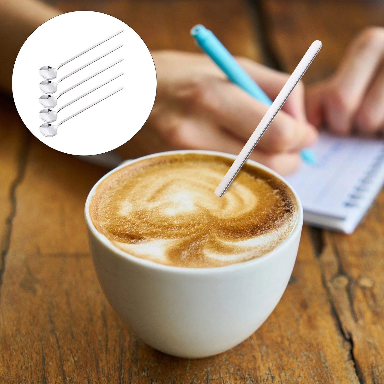 

5 pcs Stainless Steel Ice Spoon Long H Mirror Finish Non Rust Eco Friendly Dessert Cake Scoops For Coffee Shop Home Gifts