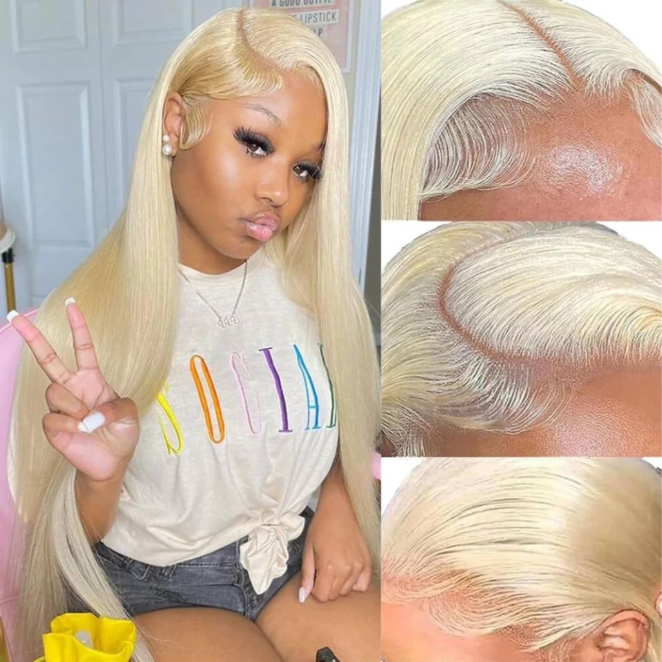 

14A Brazilian Human Hair 613 Color Human Hair 5x5 Lace Closure Wig Free Part 13x4 HD Transparent Lace for Black Women On Sale