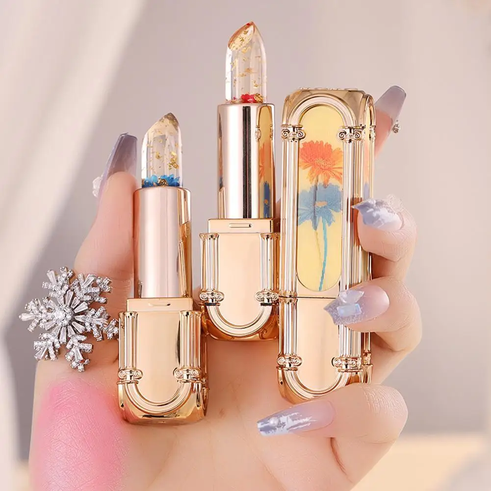 Temperature Color Changing Lipstick Crystal Clear Flower Moisturizer Lipstick Jelly PH Hydrating Balm Lipgloss Lip Plumping J4P2