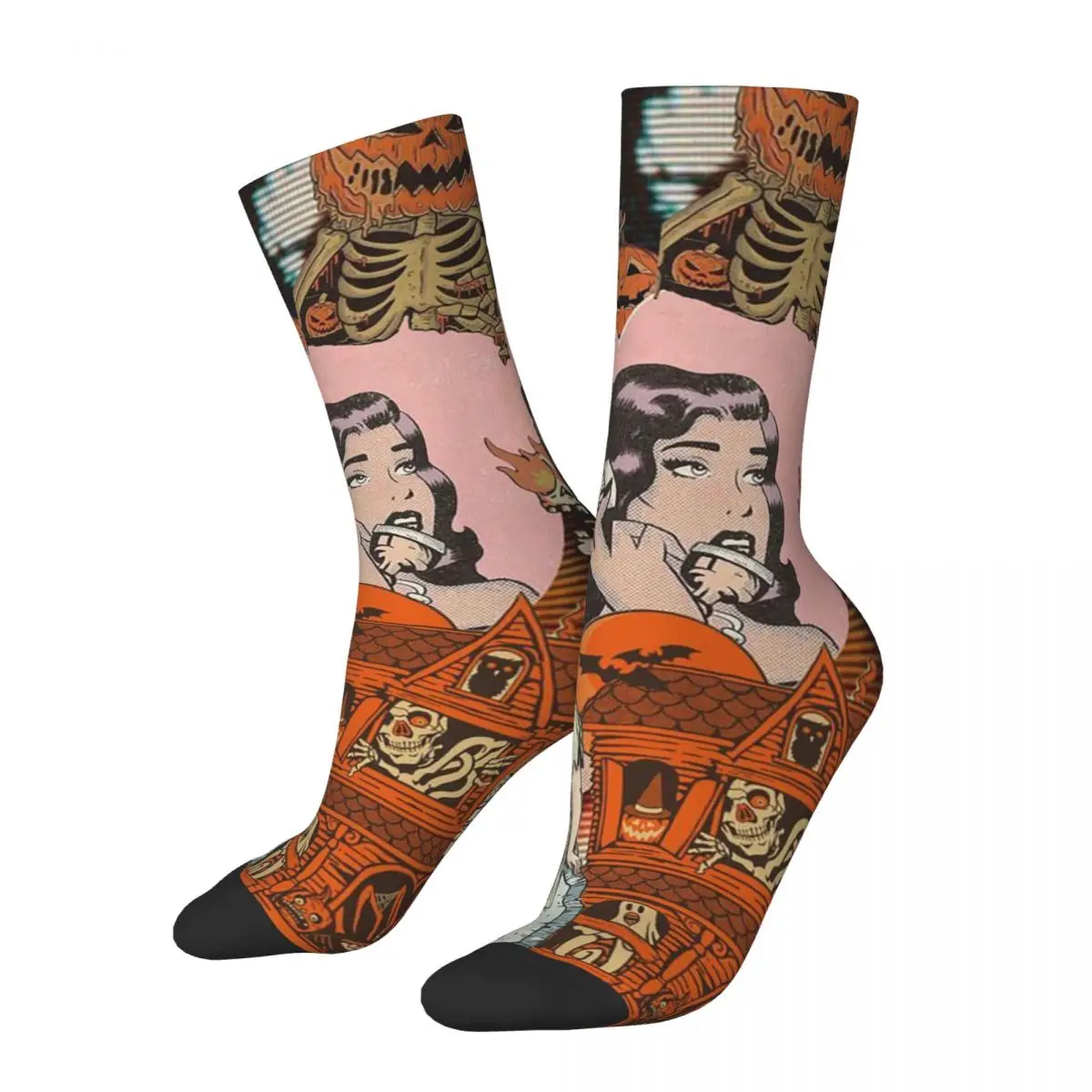 

Ghost Pumpkin Halloween Socks Harajuku High Quality Stockings All Season Long Socks Accessories for Man's Woman Birthday Present