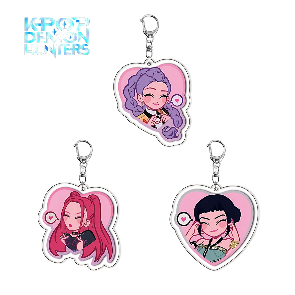 

KPop охотники на демонов сердце акриловый брелок мультфильм Руми Мира Zoey Jinu Huntr/X Saja брелки для мальчиков кулон аксессуары украшения