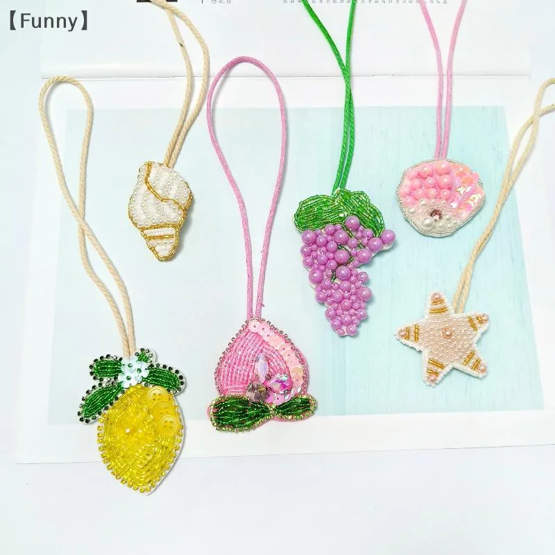 

〔Funny〕Conch Whale Applique Patch Crystal Grape Peach Fruit Patches Handmade Beaded Clothing Decor Keyring Bag Pendant