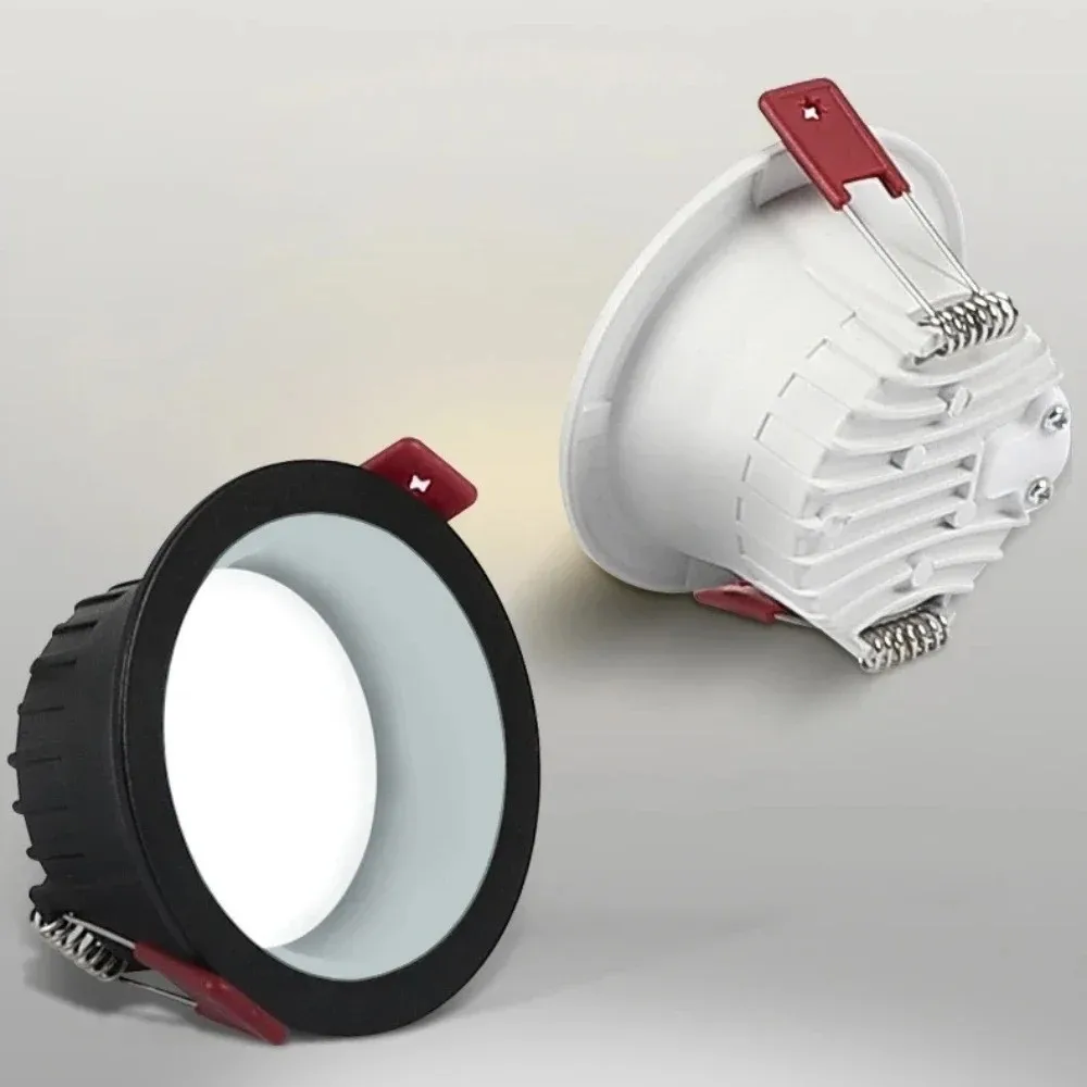 DIY Anti-Glare Led Recessed Downlights 12W Aluminum Modern Spotlight Round Cold Warm White COB Ceiling Lamp Home