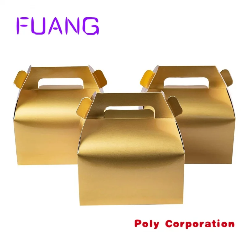 Custom  6.2 x 3.5 x 3.5 Inches Gable Gold Candy Treat Boxes, Small Goodies Gift Boxes for Wedding and Birthday Party Favors Box