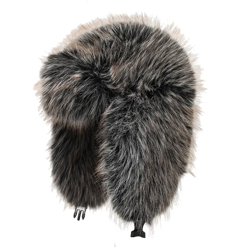 Koreanischer Stil Kunstfuchs-Fell Lei-Feng-Mütze für Männer und Frauen, Winter Verdickte Plüsch-Ohrenklappenmütze, Outdoor-Radfahren Warme Bombermütze – Detail 7