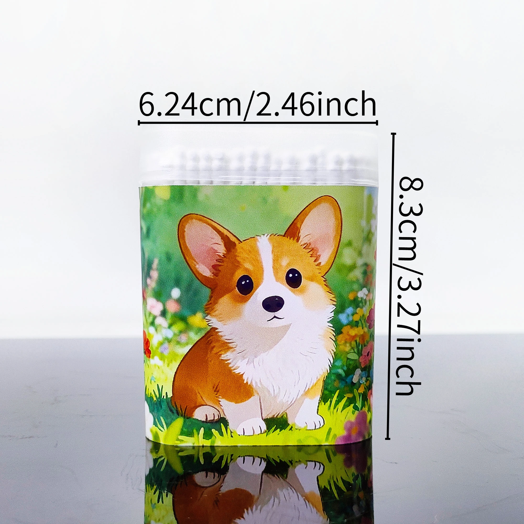 200개 반려견 코기 테마 면봉 이중 헤드 달팽이 모양 얇은 막대 면봉 다용도 사용