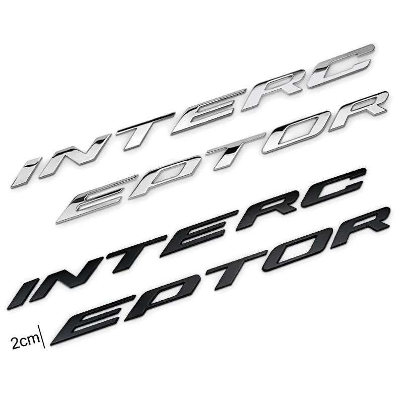 Car Front Sticker Head Labeling INTERCEPTOR For 3D Metal Emblem Badge Silver black Letters Decals Auto Accessories Modified