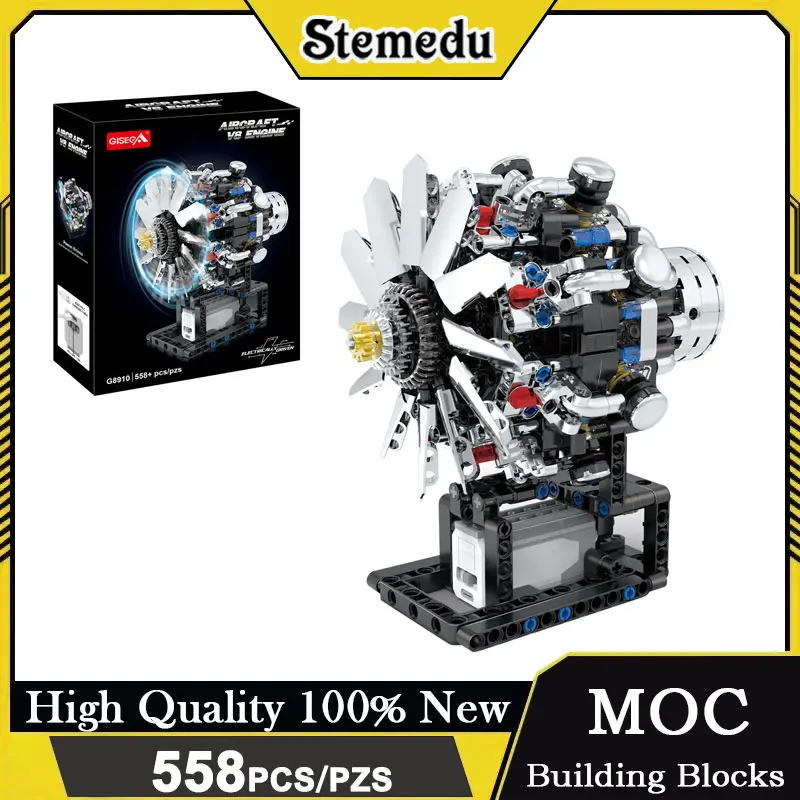 

558pcs Creative Detailed Motorized Turbofan Engine Technical Electrically Driven Jet Engine Building Blocks Display Gifts