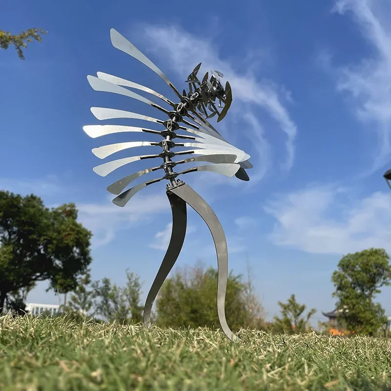 Magical Metal Rotating Windmill Humanoid Windmill Outdoor Powered Kinetic Sculpture Wind Spinner Yard Lawn Garden Decoration