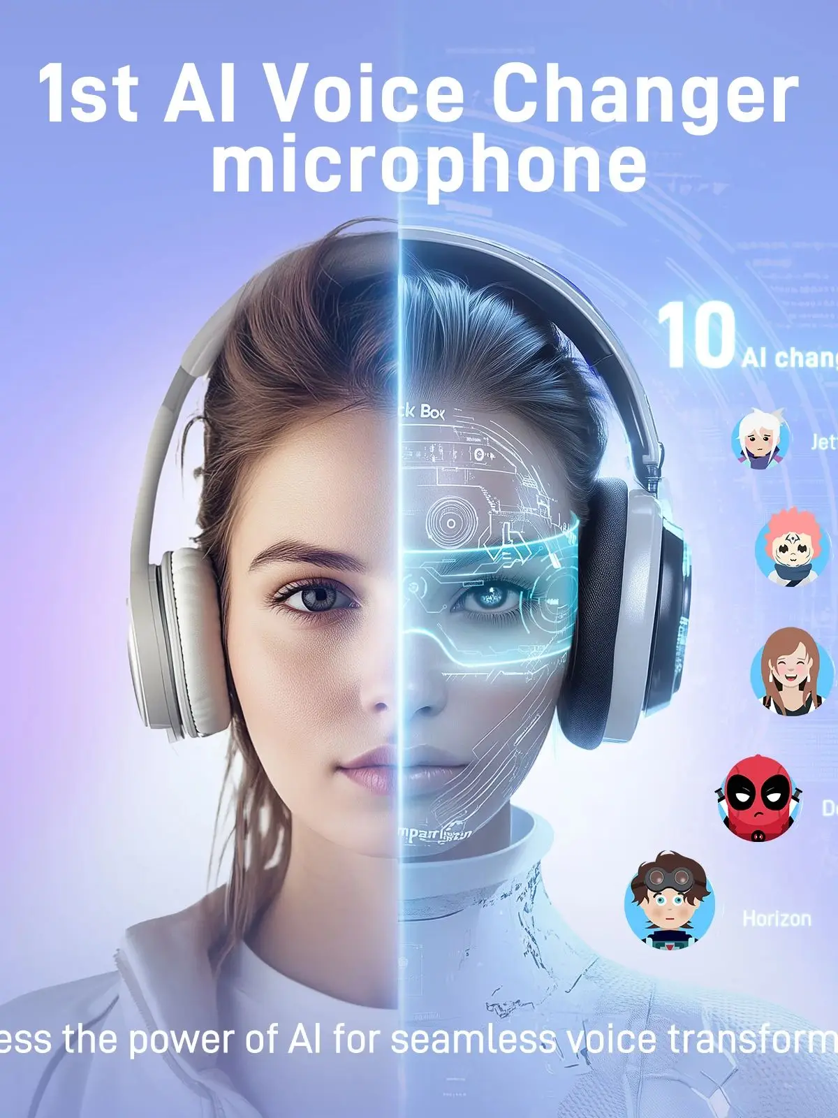 Microphone USB sans fil Maono DM40 avec changeur de voix IA, réduction du bruit, micro à condensateur pour jeux, streaming, PC, ordinateur portable, enregistrement 3