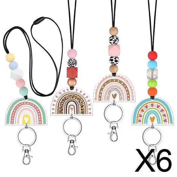 

Silicone Beaded Lanyard Necklace for Teachers Students Fashion Keychain Badge Holder for Women Girls Office Supplies