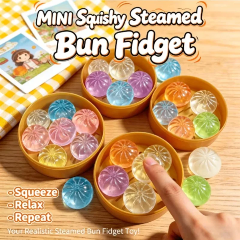 Mini Glitzer-Dumpling-Brötchen Squishy Spielzeug Stressabbau Fidget Sensorischer Quetschball Langsam aufsteigender Squishy Simulations-Lebensmittel-Partygeschenk