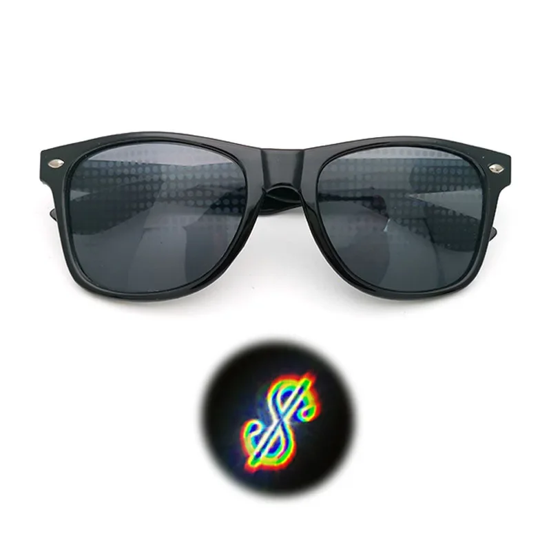 3D Prisma Effect Diffractie Bril Dames Zonnebril Rechthoek Regenboog Caleidoscoop Festival Stijl Rave Brillen Helder/Grijze lens