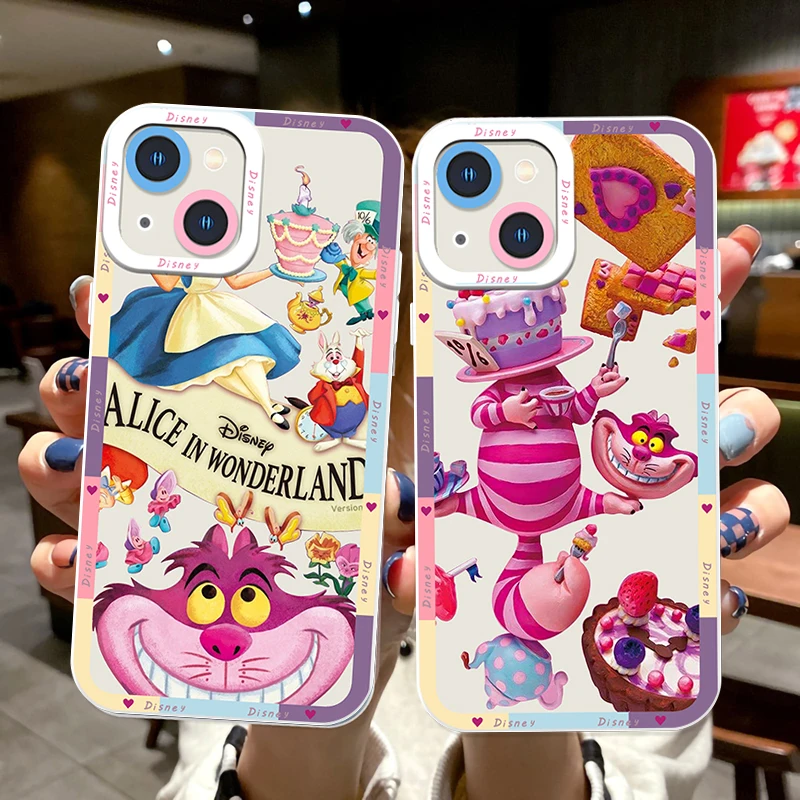 Disney Alice Cheshire Cat For Apple iPhone 15 14 13 12 11 XS XR X Pro MAX 8 7 Plus SE Angel Eyes Transparent Phone Case