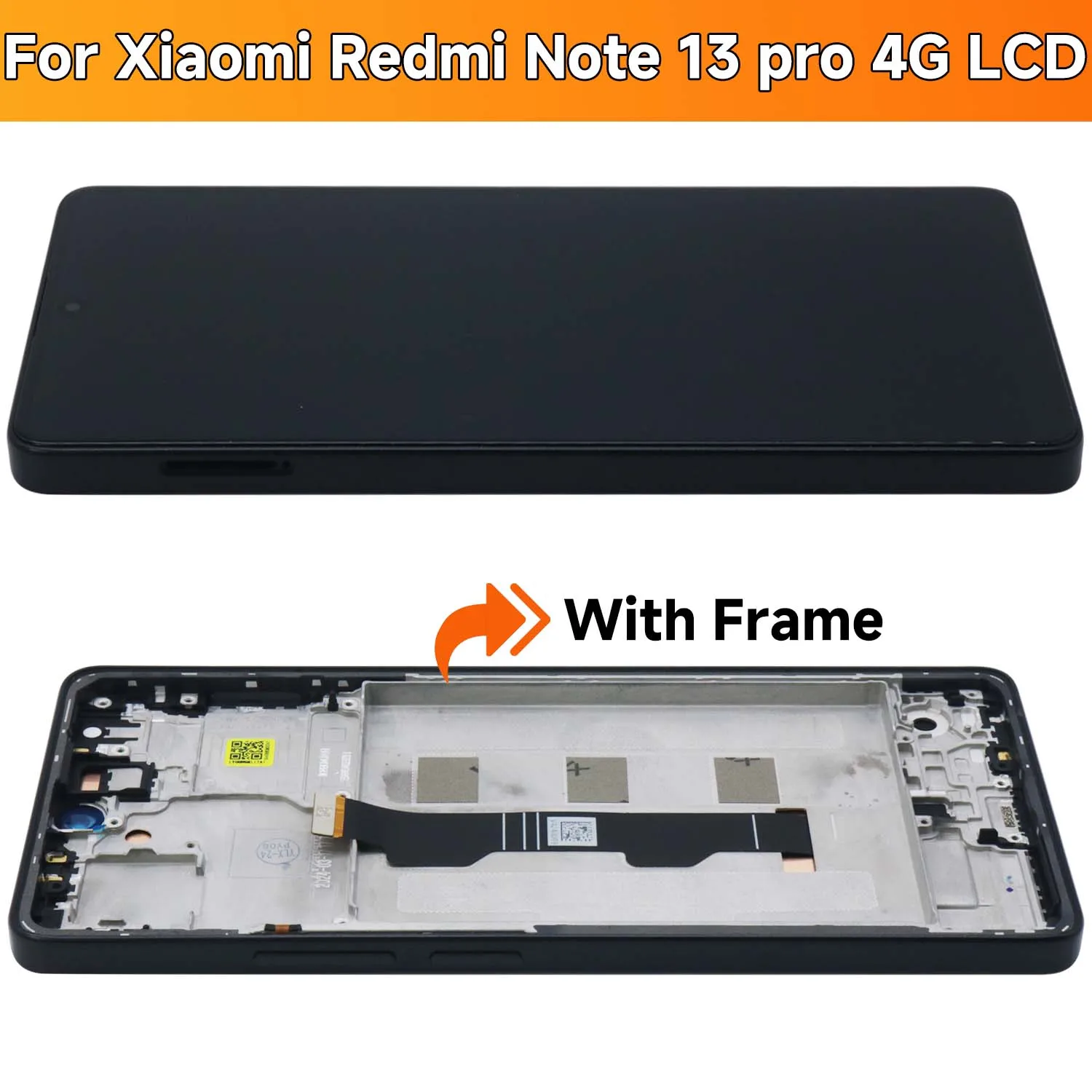 AMOLED TFT Screen for Xiaomi Redmi Note 13 Pro 4G 23117RA68G Lcd Display Digital Touch Screen with Frame Replacement Parts