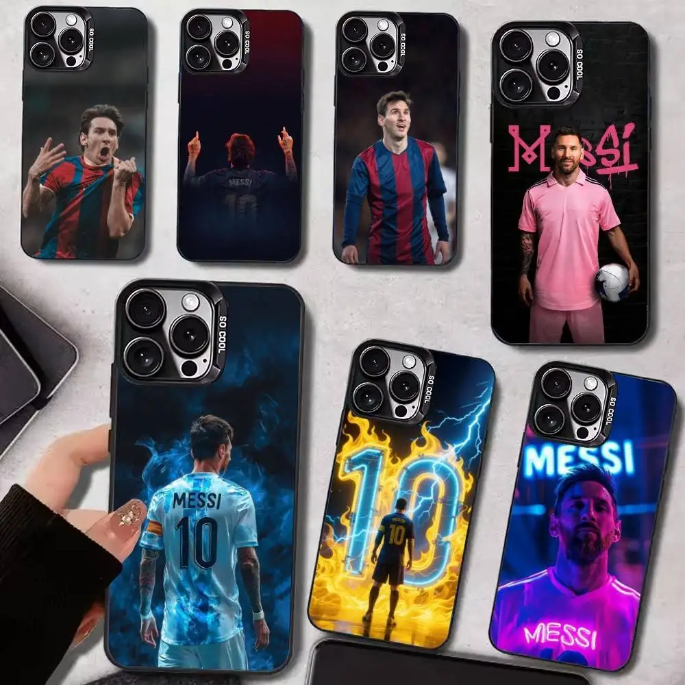 

Colorful Silver Football Star M-Messi Phone Case for iPhone 17/16/15/14/13/12/11 plus pro Max Vibrant Funda Cover for Apple Devi