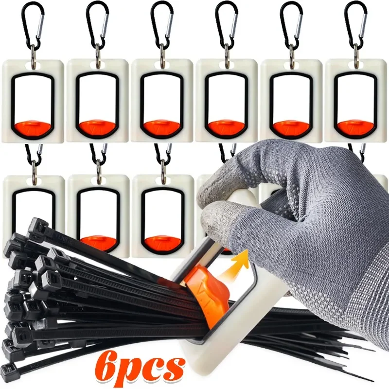 6/1Pcs Zip Tie Organizer Portable Fluorescent Cable Tie Holder Reusable Storage Supplies Square Round Luminous Buckle Tools