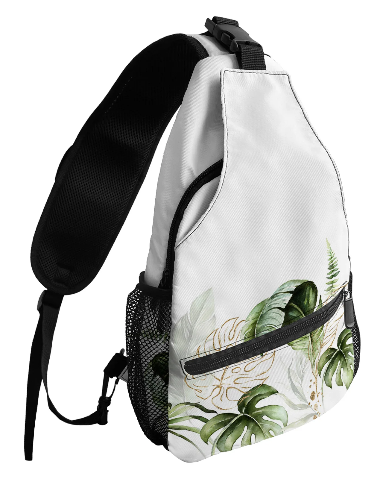 

Tropical Plants Green Leaves Chest Bags For Women Men Waterproof Messenger Bags Female Travel Sport One Shoulder Crossbody Bag