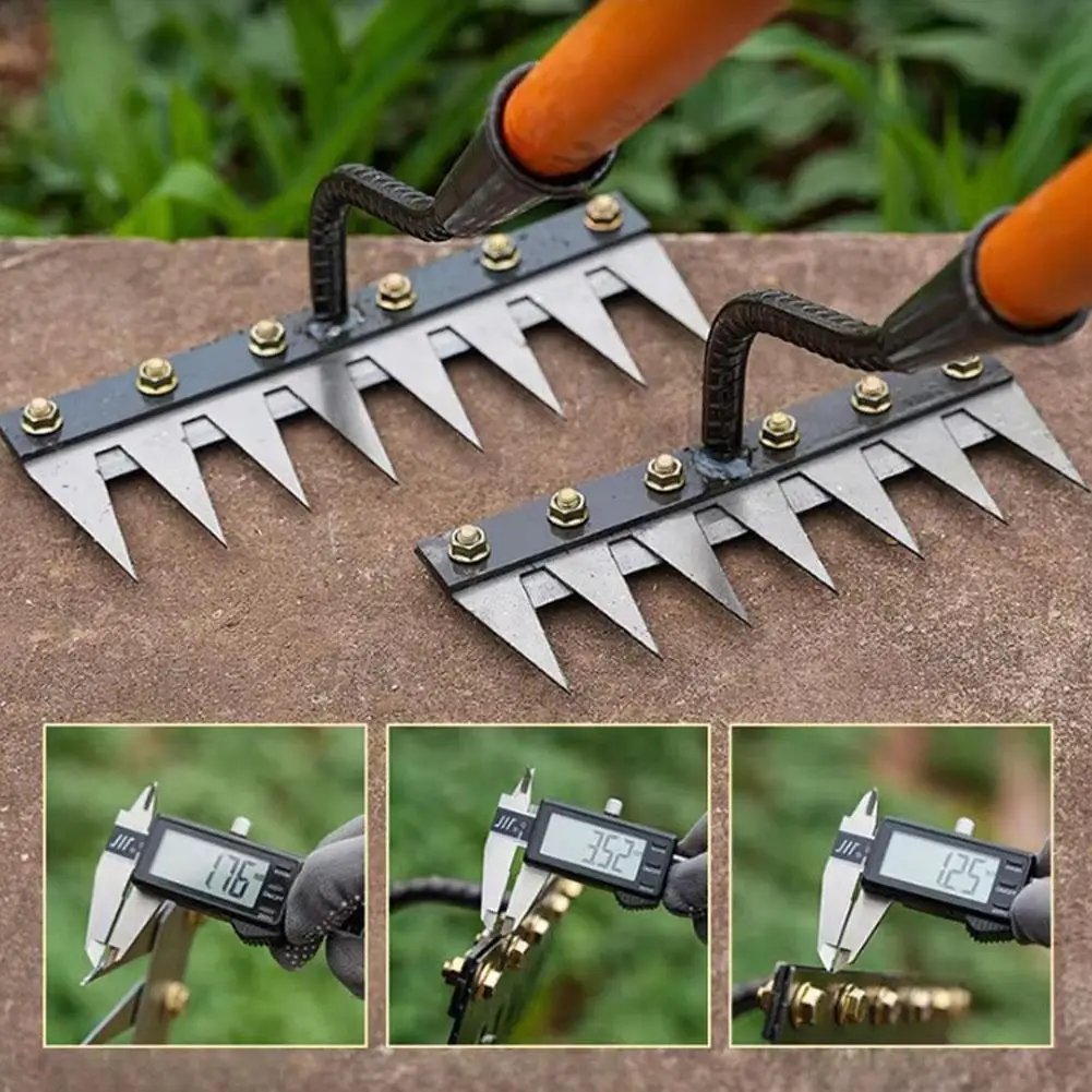

Weeding Hoe Iron Rake Garden Rake Metal Carbon Steel Tooth Nail Rake Weeding Loose Soil Agricultural Tool for Sturdy Dethatching