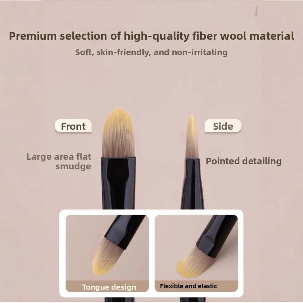Tongue-shaped Flat Detail Concealer Brush, Soft Bristles Seamless Coverage for Dark Circles, Acne Marks & Spots