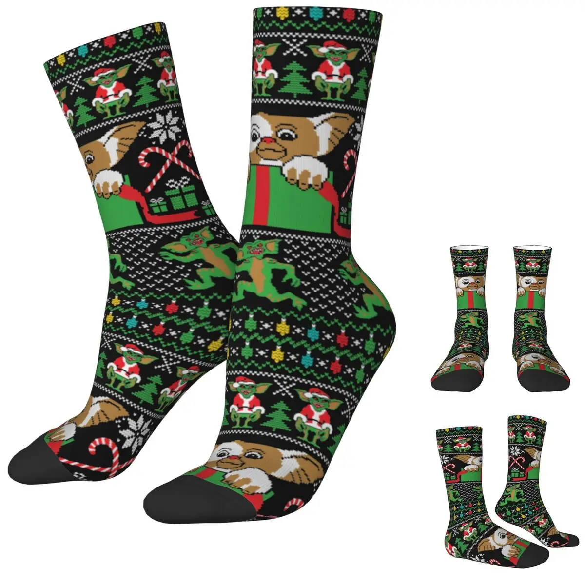 Crazy Design Mogwai Christmas Soccer Socks Gremlins Gizmo Monster Gremlin 80s Horror Movie Polyester Long Socks for Women Men