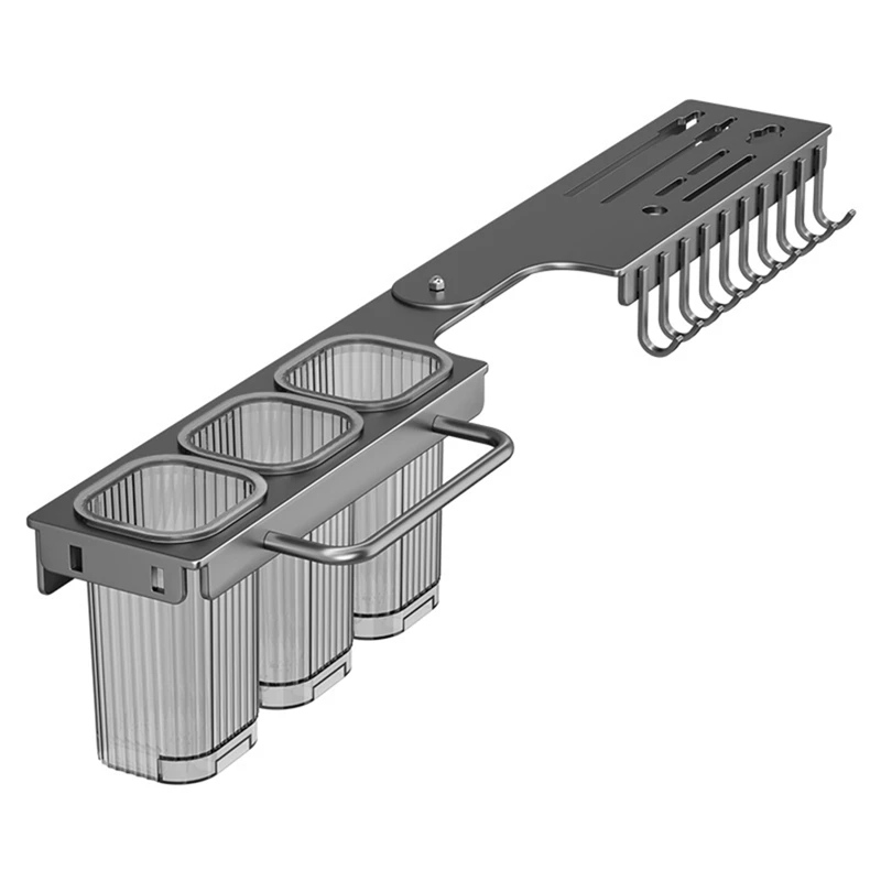 Suporte de faca multifuncional montado na parede - Prateleira dobrável para cozinha, inclui tubo de pauzinhos e armazenamento de cortador