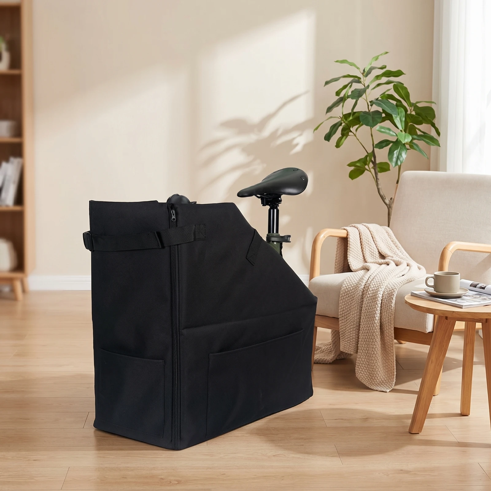 Bike Storage Bag with Dust Cover Compact Folding Bike Travel Bag Bike Cover with Lock Holes Dustproof Bike Tarp