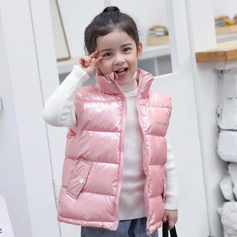 Winter jacket vest boys girls clothes 4-15 years old CUHK kids dazzle color glossy fashion sports new Korean children\'s clothing