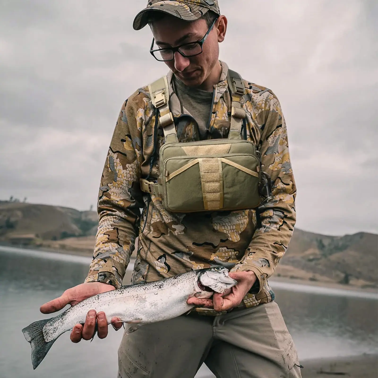 التكتيكية الصيد حقيبة صدر للرجال الادسنس الصيد مجهر حزمة معالجة يطير صناديق كيس التخزين ل CS مجال اطلاق النار مراقبة الطيور