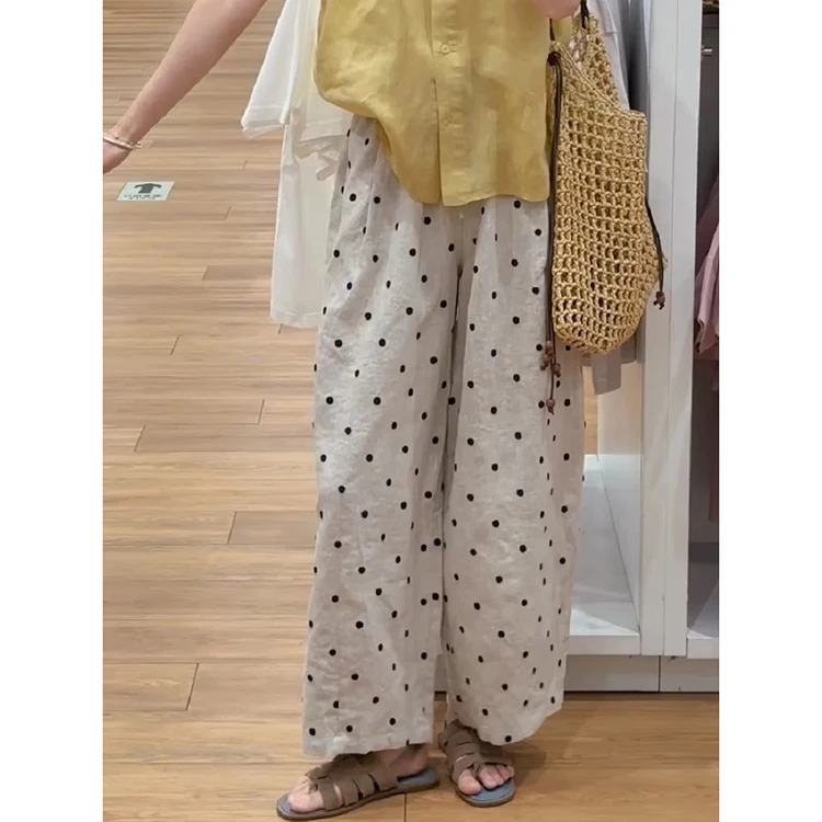 Qui sec glace soie taille élastique pantalons décontractés femmes été 2025 nouveau japonais Sle paresseux drapé longueur de plancher pantalon