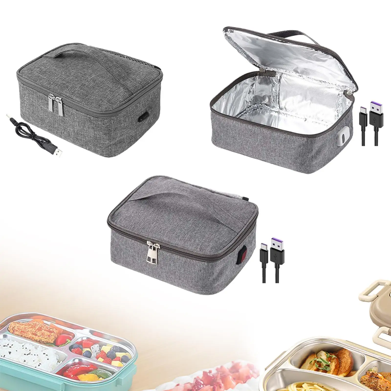 

Food Warmer Bags USB Enabled Portable Oven Mini Food Warmer with Handle,Heated Lunch Box Perfect for Prepared Meals Reheat &Raw