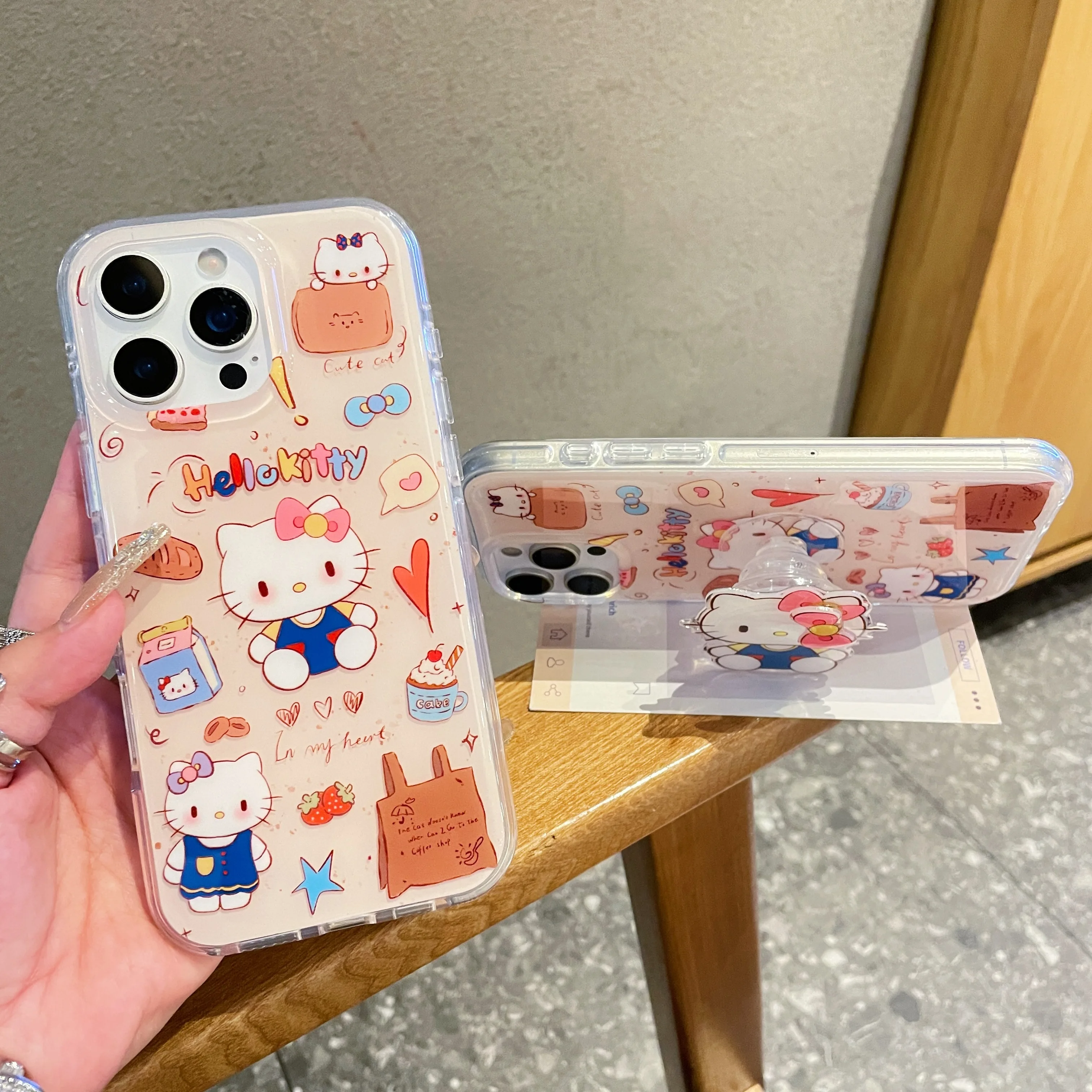 Sweet Color Fresh Gentle Style Preferred Gift Sanrio For Hello Kitty Full Screen Cute For iPhone16 13 14 15 Pro Max Anti-Drop